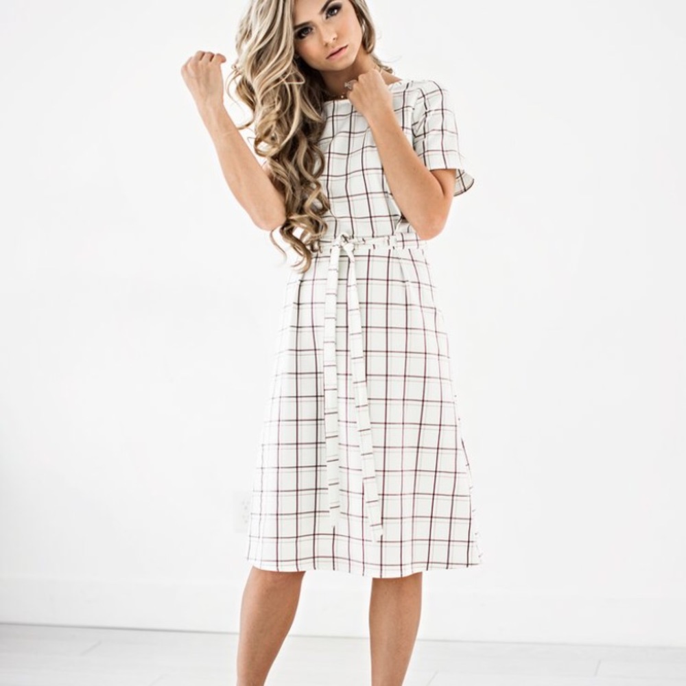 JessaKae Natalie Ivory Belted Dress